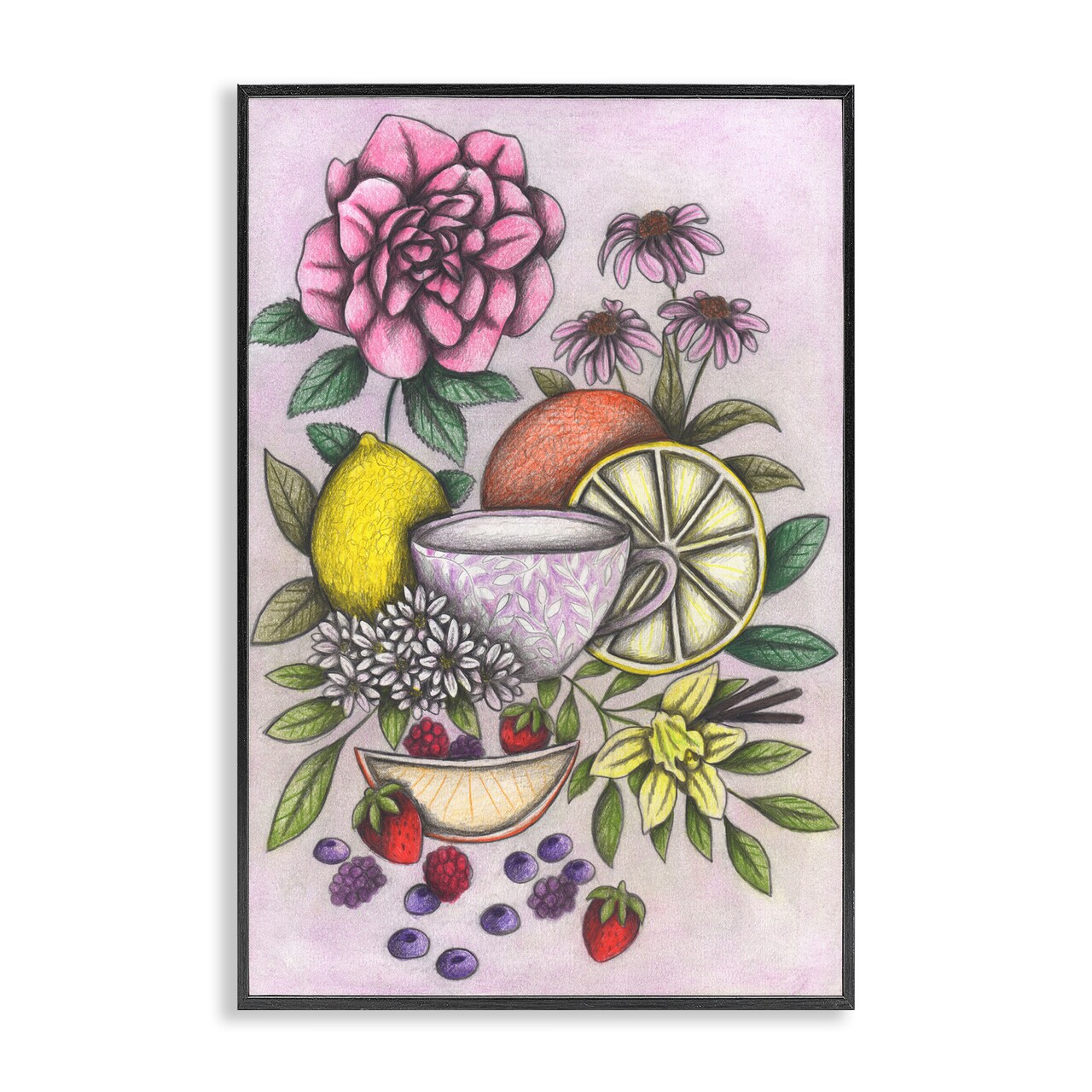 Stupell Industries Rococo Tea with Fruits Framed Giclee, design by Cecilia Battaini